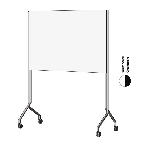 Modulor Whiteboard MOW, horizontal Aluminio blanco, SM, 1 x pizarra blanca, 1 x pizarra de tiza