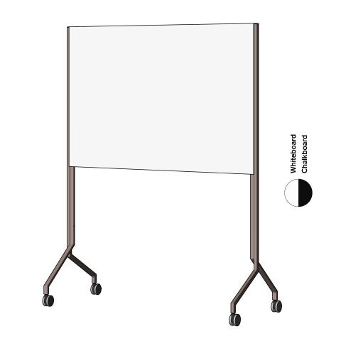 Modulor Whiteboard MOW, horizontal Acero bruto+laca transparente, GL, 1xpizarra blanca, 1xpizarra de tiza
