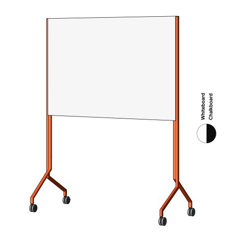 Modulor Whiteboard MOW, horizontal Gerber red, FS, 1 x whiteboard, 1 x chalkboard