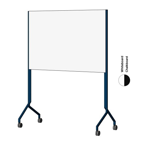 Modulor Whiteboard MOW, horizontal Steel blue, FS, 1 x whiteboard, 1 x chalkboard