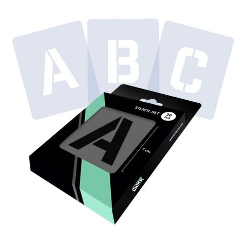 Qbix writing stencil, set Alphabet 01 San Serif, h = 5 cm, 26 pieces