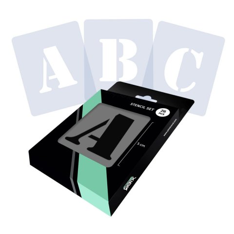 Qbix Schriftschablone, Set Alphabet 02 Serif, h = 5 cm, 26 Stück