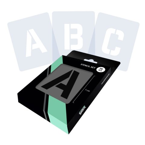 Qbix Schriftschablone, Set Alphabet 01 San Serif, h = 7 cm, 26 Stück