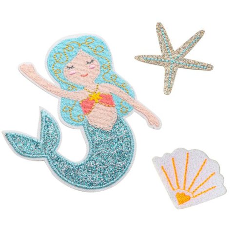 Pegatinas de tela para planchar 100 % poliéster, sirena