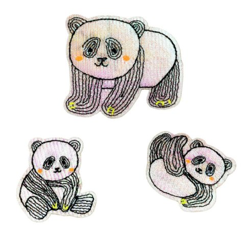 Stoffsticker zum Aufbügeln 100 % Polyester, Panda Familie
