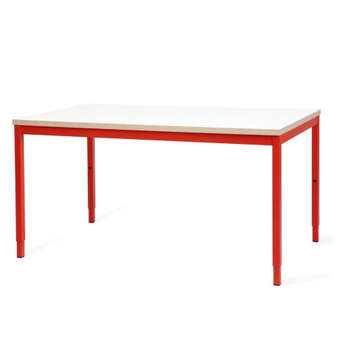 Modulor tavolo M per bambini, rosso puro Piano di lavoro in melamina bianco, bordo multiplex, 25x680x1200 mm