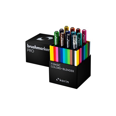 Karin pennarello Pro, set di 12 pezzi colori di base + 1 frullatore