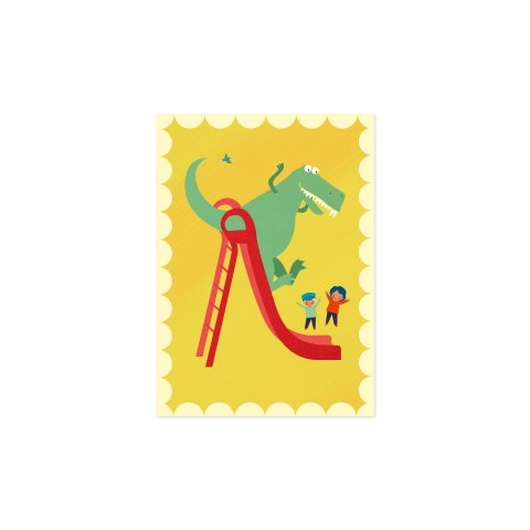 Monimari postcard recycled paper DIN A6, 105 x 148 mm, 350g/m², FSC, Dino slide