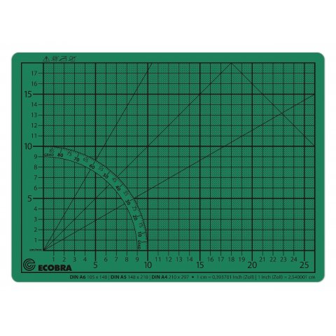 Alfombrilla de corte Ecobra calidad superior, verde/negro verde/negro, 220 x 300 (aprox. DIN A4)
