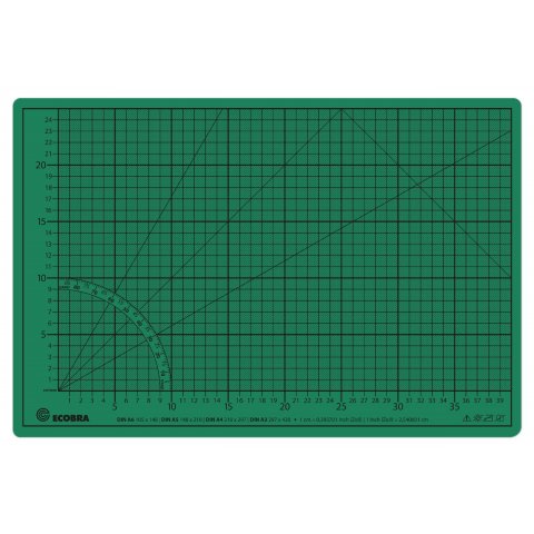 Alfombrilla de corte Ecobra calidad superior, verde/negro verde/negro, 300 x 450 (aprox. DIN A3)