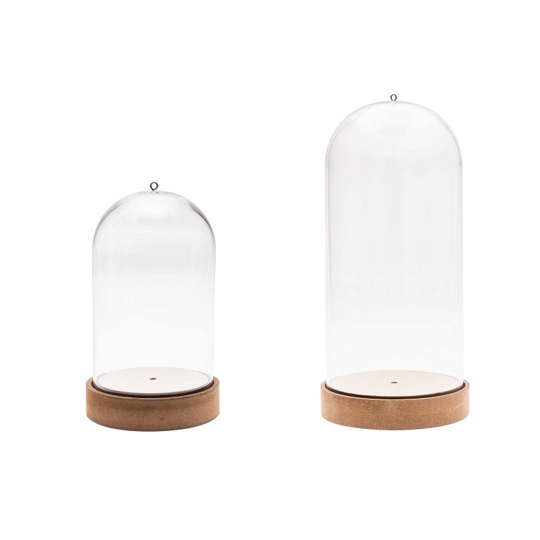 Glass bell with MDF-base bois