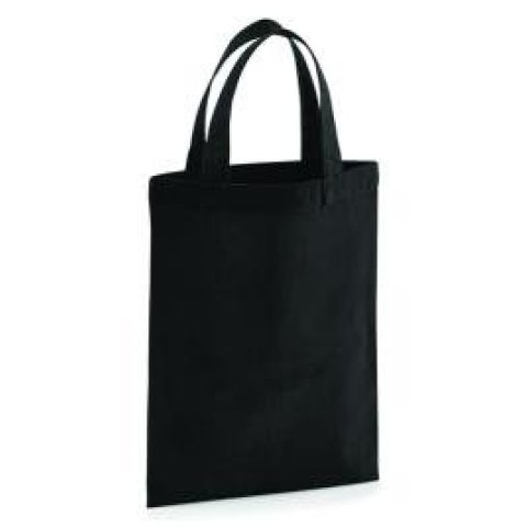 Westford Mill Baumwolltasche, ''Jutebeutel'' ca. 190 x 250 mm, kurzer Henkel, schwarz