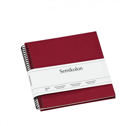 Semikolon Spiral-Fotoalbum Economy, innen creme 170 x 170 mm, Piccolino, 20 Seiten, burgundy