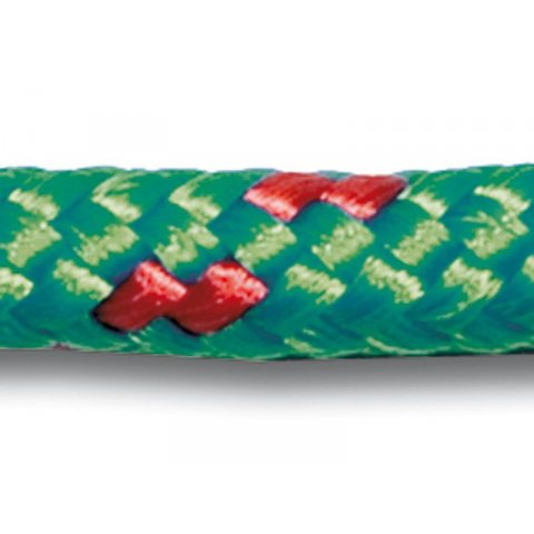 Corda di poliestere intrecciato, stabile ø 4,0 mm, verde con fili rossi