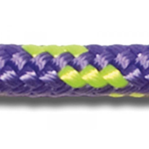 Cuerda trenzada de poliéster, cabos de amarre ø 4,0 mm, violeta con hilos amarillo neón