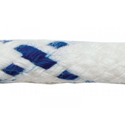 Cuerda trenzada de poliéster, cabo para escota ø 8,0 mm, blanco con hilos azules