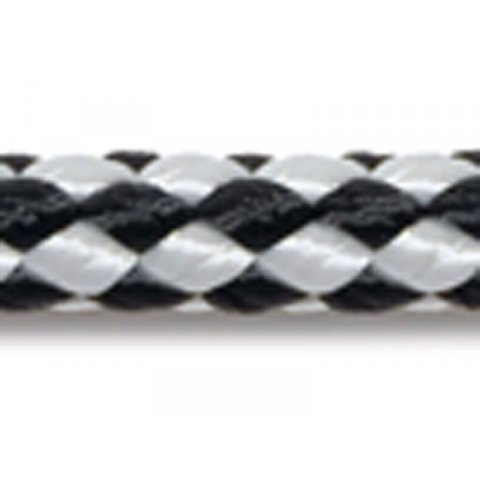 Cuerda trenzada de aramida, resiste estiramiento ø 6,0 mm, negro-blanco