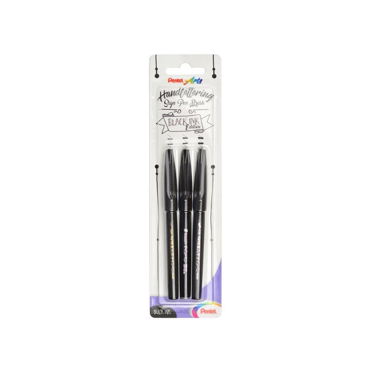 Pentel Sign Pen with brush tip, set of 3