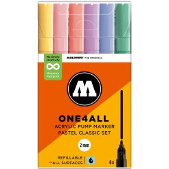 Rotulador acrílico Molotow One4all 127HS, juego de 6 unidades, 6 bolígrafos, pastel, (819)