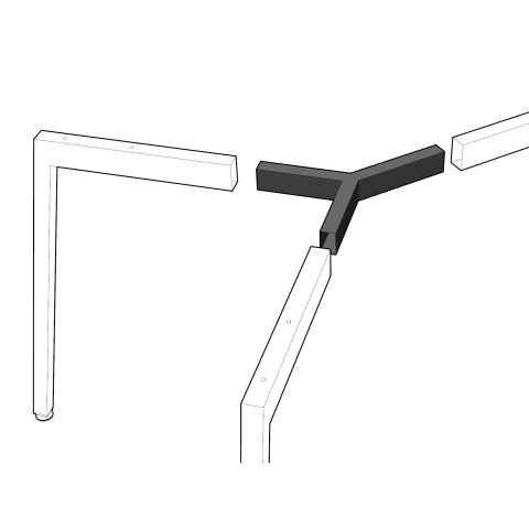 Modulor Tischgestell Y, farbig Verbindungsknoten Y 90, farbig
