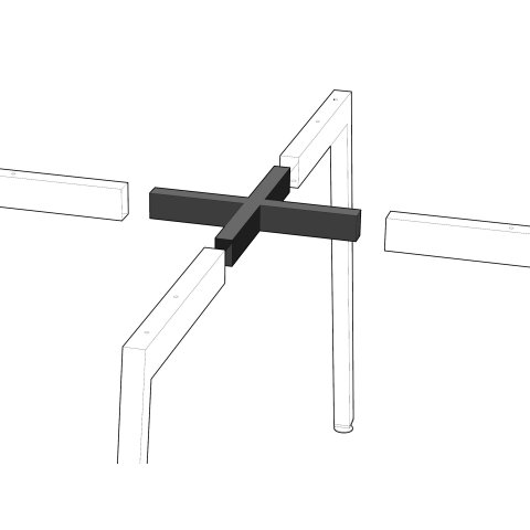 Modulor Tischgestell Y, farbig Verbindungsknoten +, farbig