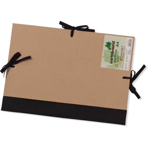 Recycling Zeichenmappe Cachet Earthbound mit Band/Innenklappen, für DIN A4, braun/schwarz