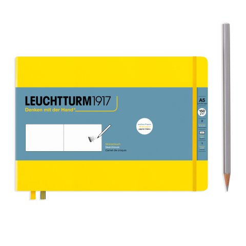 Lighthouse sketchbook 210 x 145, DIN A5 landscape, 150 g/m², 112 p., lemon
