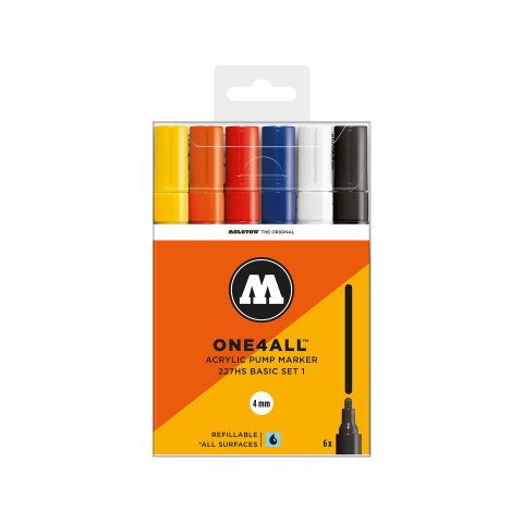 Molotow paint marker One4all 227HS, set of 6 Basic 1, (453)