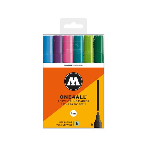 Molotow paint marker One4all 227HS, set of 6 Basic 2, (454)