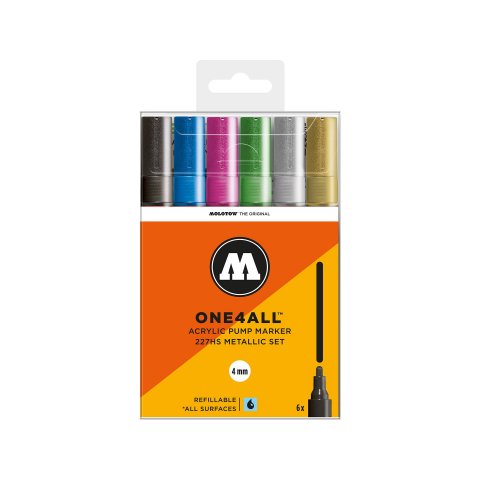 Molotow paint marker One4all 227HS, set of 6 Metallic kit, (198)