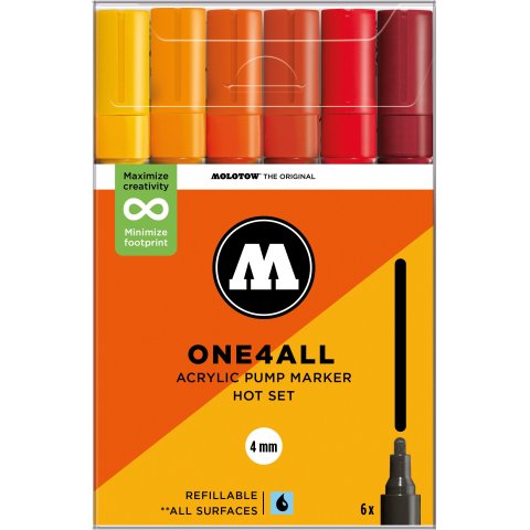 Molotow paint marker One4all 227HS, set of 6 6 pens, hot, (831)