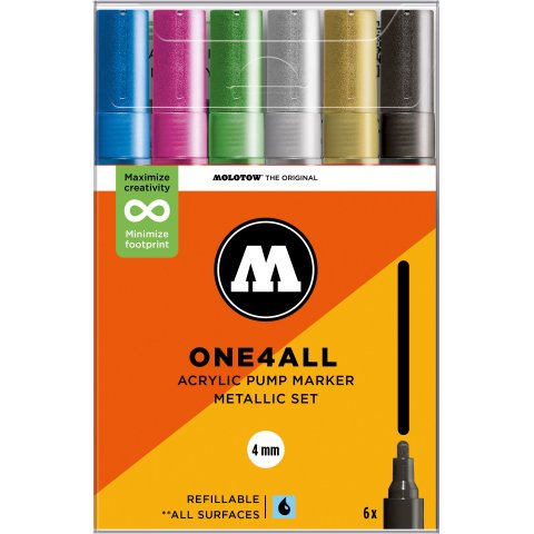 Molotow Lackmarker One4all 227HS, 6er-Set 6 Stifte, Metallic, (842)