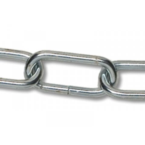 Steel link chain, non-welded 2.0 x 15.1 x 9.5 mm, galvanised