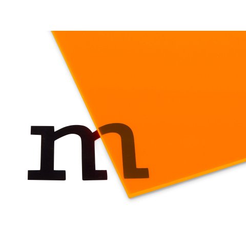 CRYLUX® acrylic glass GS, transparent, fluorescent (custom cutting available) 3,0 x 120 x 245 mm, orange