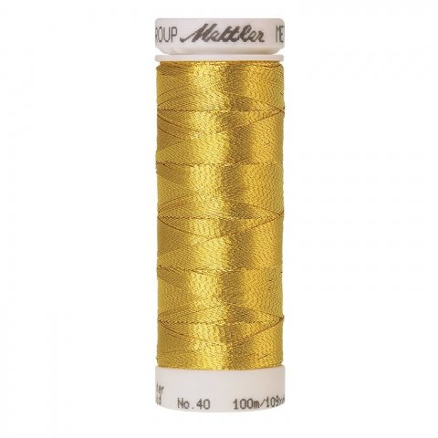 Amann Mettler Machine Embroidery Thread Metallic No. 40 l = 100 m, PES/PA, Bright Gold (0490)