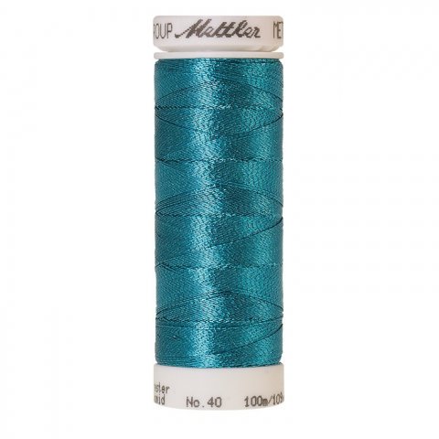 Amann Mettler Machine Embroidery Thread Metallic No. 40 l = 100 m, PES/PA, Bright Turquoise (3543)