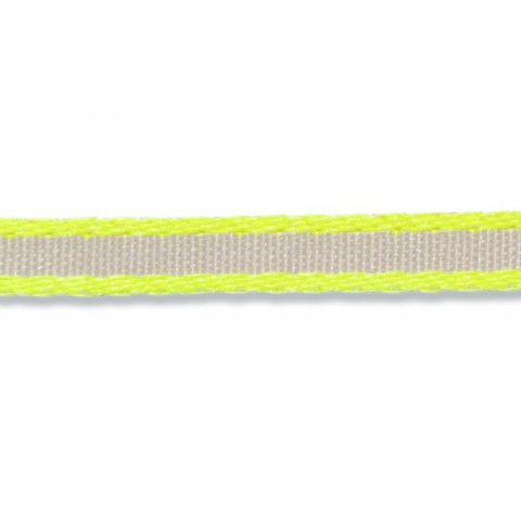 Fabric ribbon with neon coloured border w = 6 mm, l = 20 m, yellow