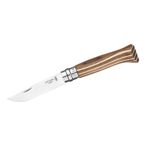 Opinel coltello in betulla acciaio inox n. 08 betulla laminata, inossidabile, lama 85 mm, marrone