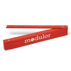 Regla plegable Modulor (regla plegable), l = 2 m rojo, madera de haya, con logotipo Modulor, anchura = 16 mm, 2 m