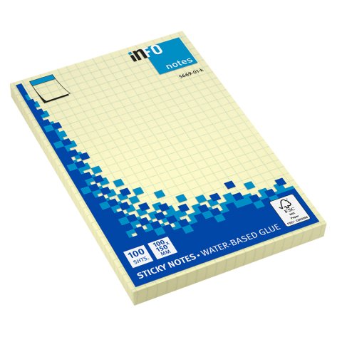 Sticky notes info, FSC 100 x 150 mm, 100 sheets, yellow, squared