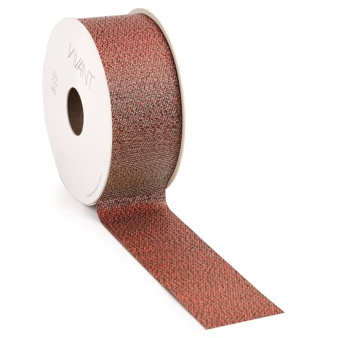 Gift ribbon Luminous iridescent 10 m x 40 mm, 100% polyester, iridescent red-silver
