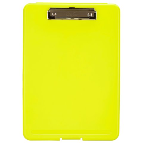 Läufer Klemmbrett PP mit Aufbewahrungsfach 25 x 240 x 335 mm, oben öffnend, neongelb