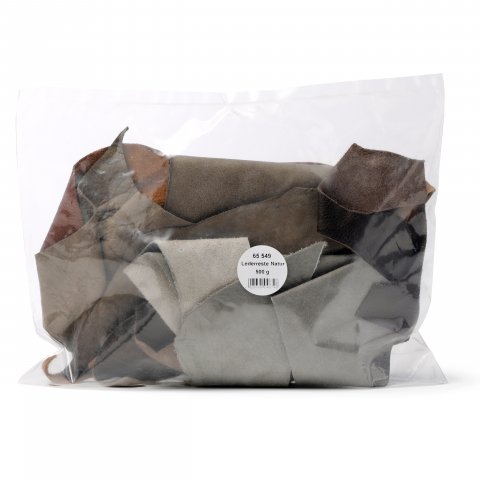 Leather scrap 500 g, mixed pack, natural