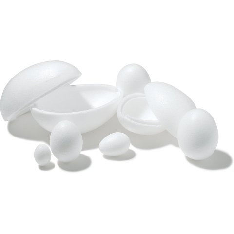 Polystyrene foam egg single piece, solid, ø 45 x 60 mm