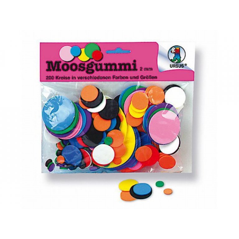 Foam rubber discs, round, coloured