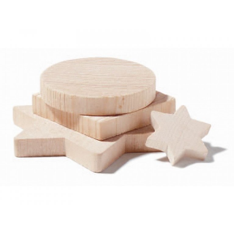 Solid wood shapes, stars, etc.