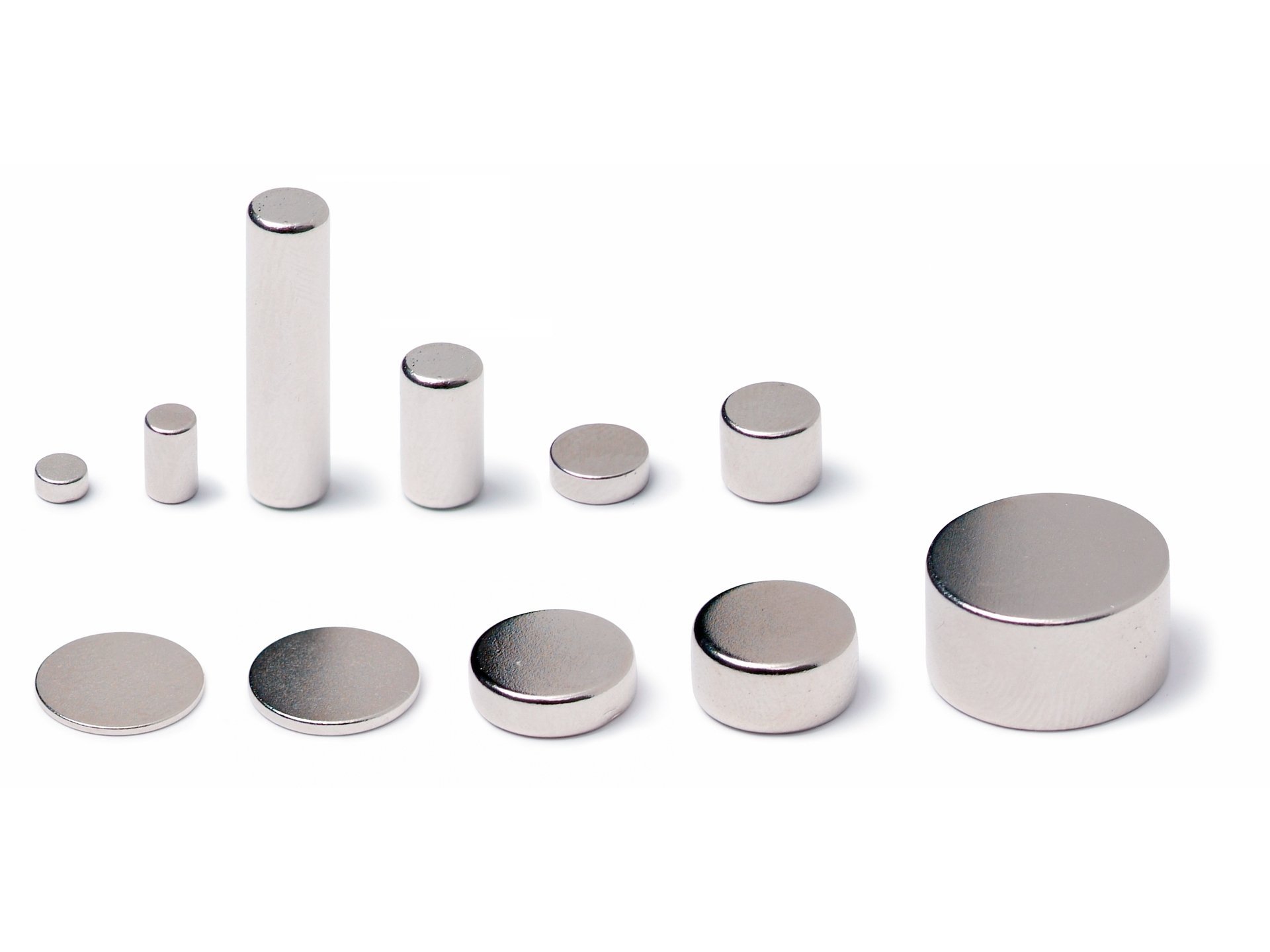 Round magnets, neodymium, silver Modulor