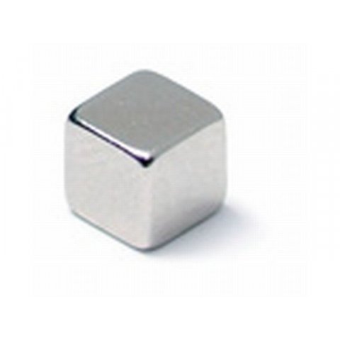 Cubo magnético de neodimio cuadrado, plateado 4 x 4 mm, h=4 mm, nickeled, N 40, 12 units
