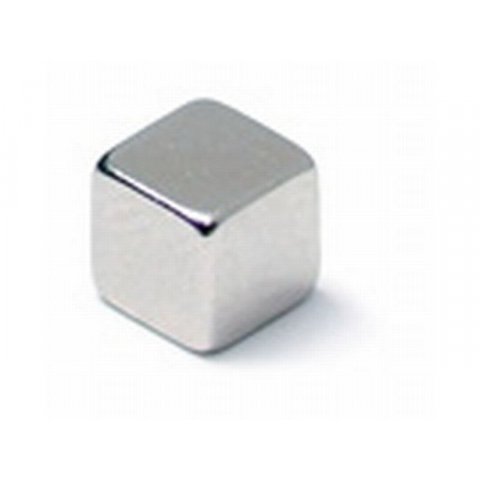 Cubo magnético de neodimio cuadrado, plateado 10 x 10 mm, h=10 mm, nickeled, N 40, 4 pieces