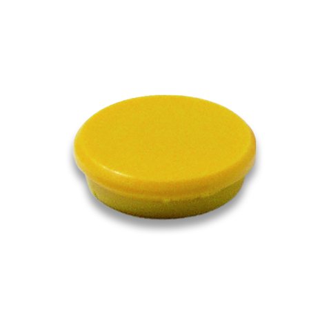 Imán redondo con capuchón de plástico ø 24 mm, altura = 6,5 mm, fuerza de retención 3 N, amarillo